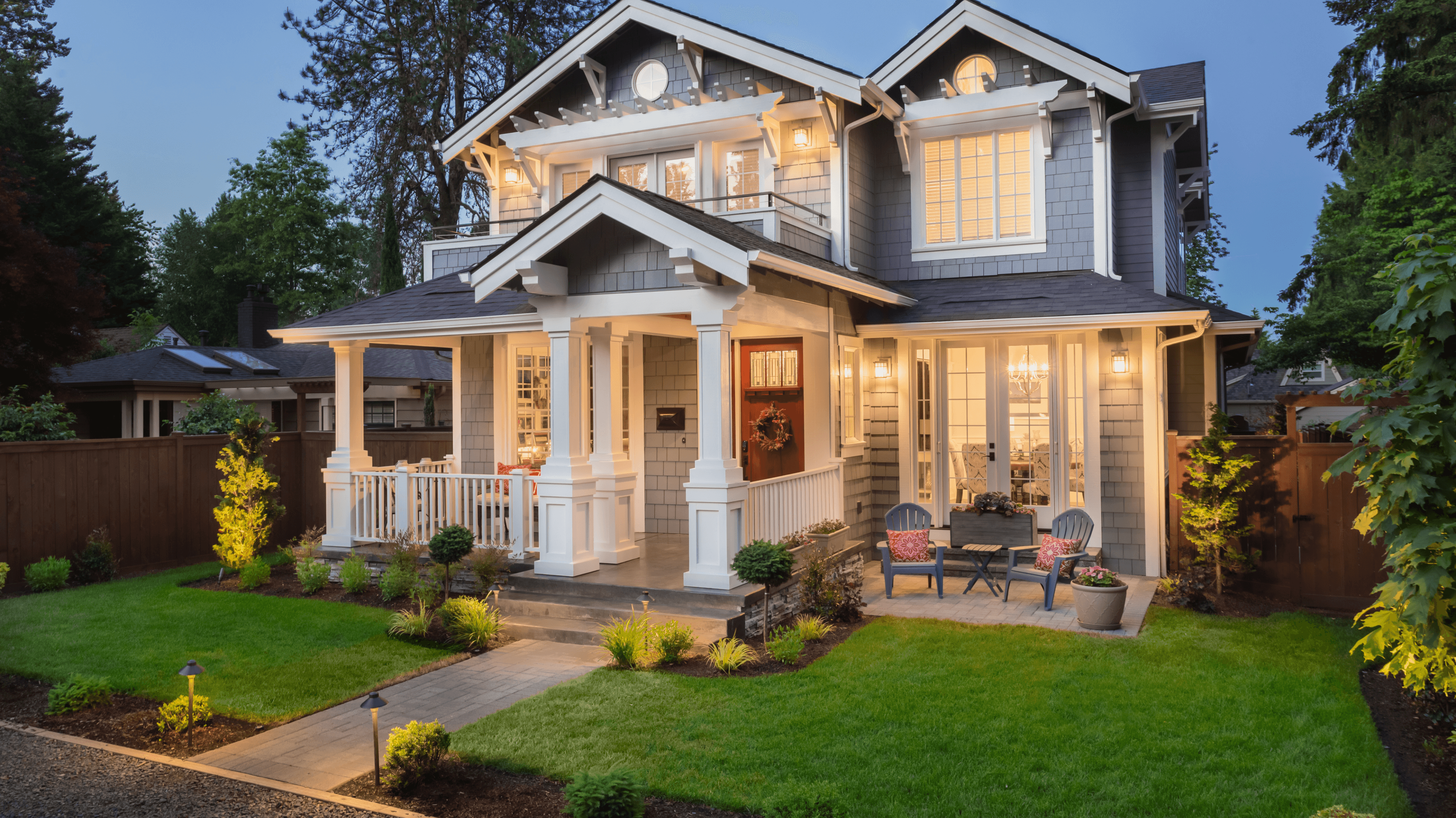 Craftsman home with weekly lawn care maintenance and eco-forward care program